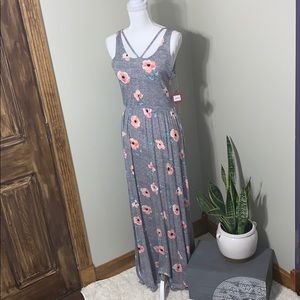 Gray floral maxi dress